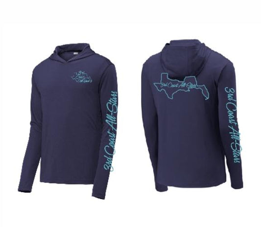 Hoodie Shirt, Blue, Long Sleeve, Logos on Front, Back and Sleeves image 0