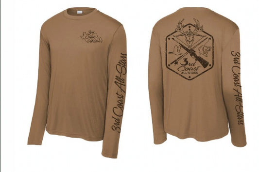 Shirt, Long Sleeve, Brown, Logos on Front, Back and Sleeves image 0